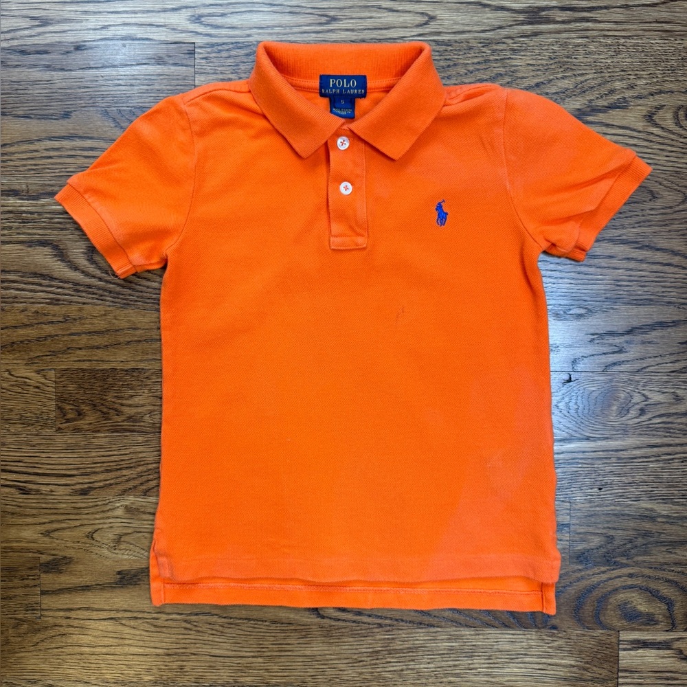 Polo Ralph Lauren Boys Bright Orange Pique Short Sleeve Polo Shirt Size 5
